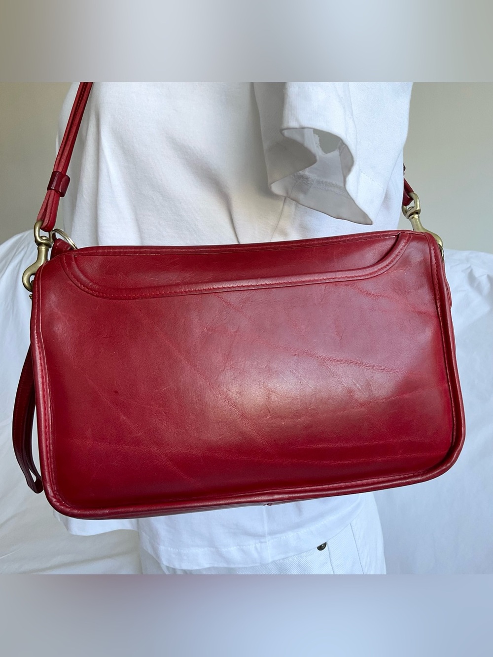 Frye | Vintage Leather Carriage Bag Red Crossbody Made USA